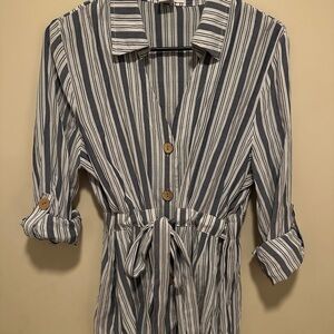 L.I.F.E. Blue Striped Button-Up Shirt